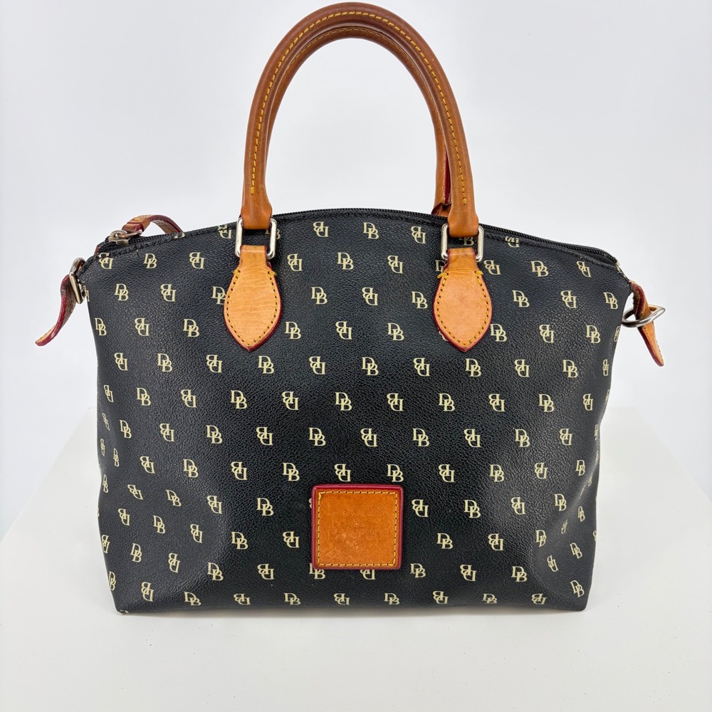 Dooney & Bourke Satchel Monogram Brown Tan Damaged For Upcycle Craft Project